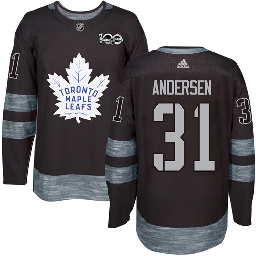 Adidas Maple Leafs #31 Frederik Andersen Black 1917-100th Anniversary Stitched NHL Jersey